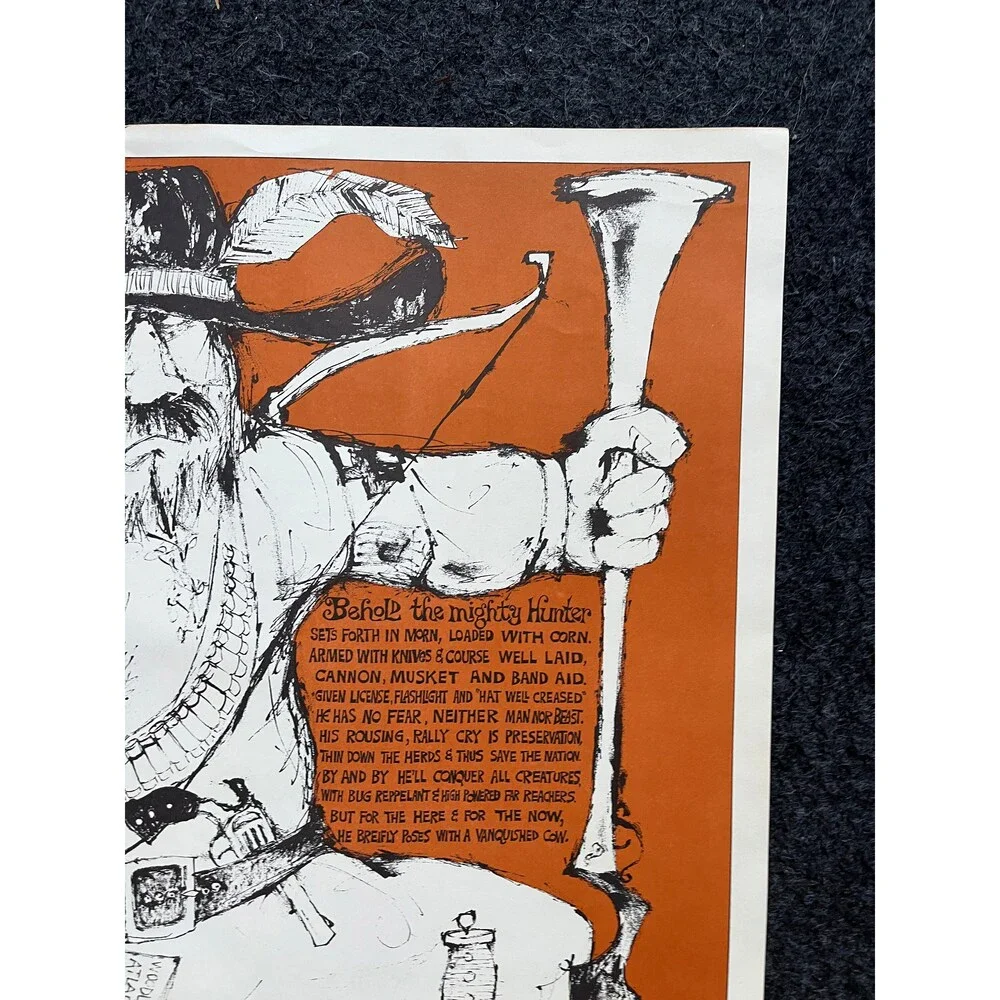 Vintage Hunting John Hitesman Lithograph Poster 1960's MCM Wall Decoration, Vin